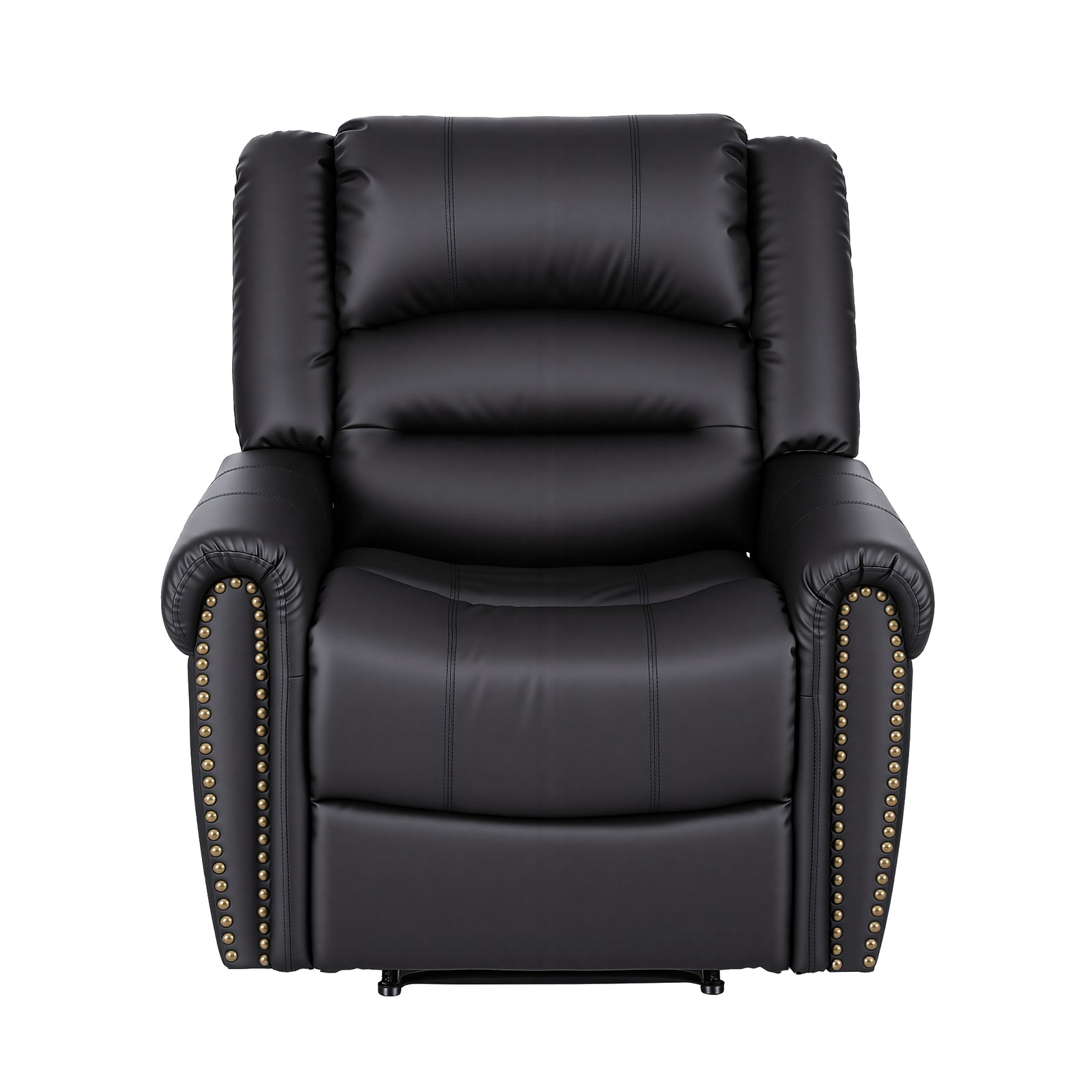 Artiss Leather Manual Recliner Chair with USB Charge Port, Overstuffed Armchair Sofa for Living Room and Nursery, Asjustable Theater Reclining Lounge with Comfortable Wide Seat, 150kg Capacity, Black