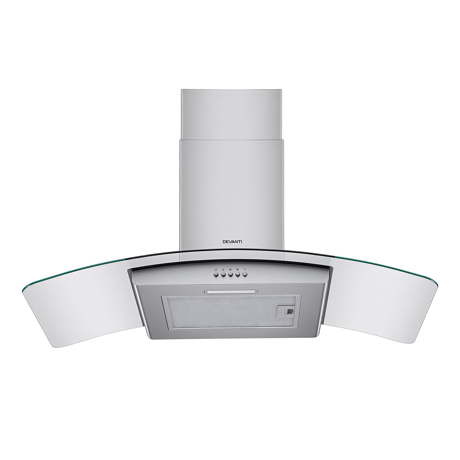 Devanti 90cm Range Hood Curved Glass Canopy Rangehood Kitchen Exhaust Fan