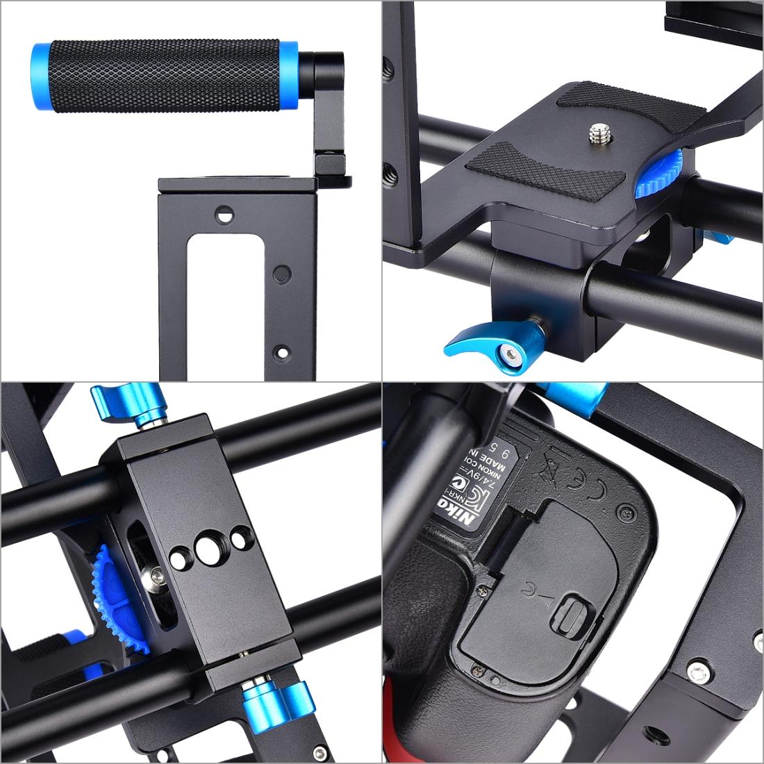 Protective Dslr Camera Cage With Stabilizer And Top Handle - Black-1915196736180195335