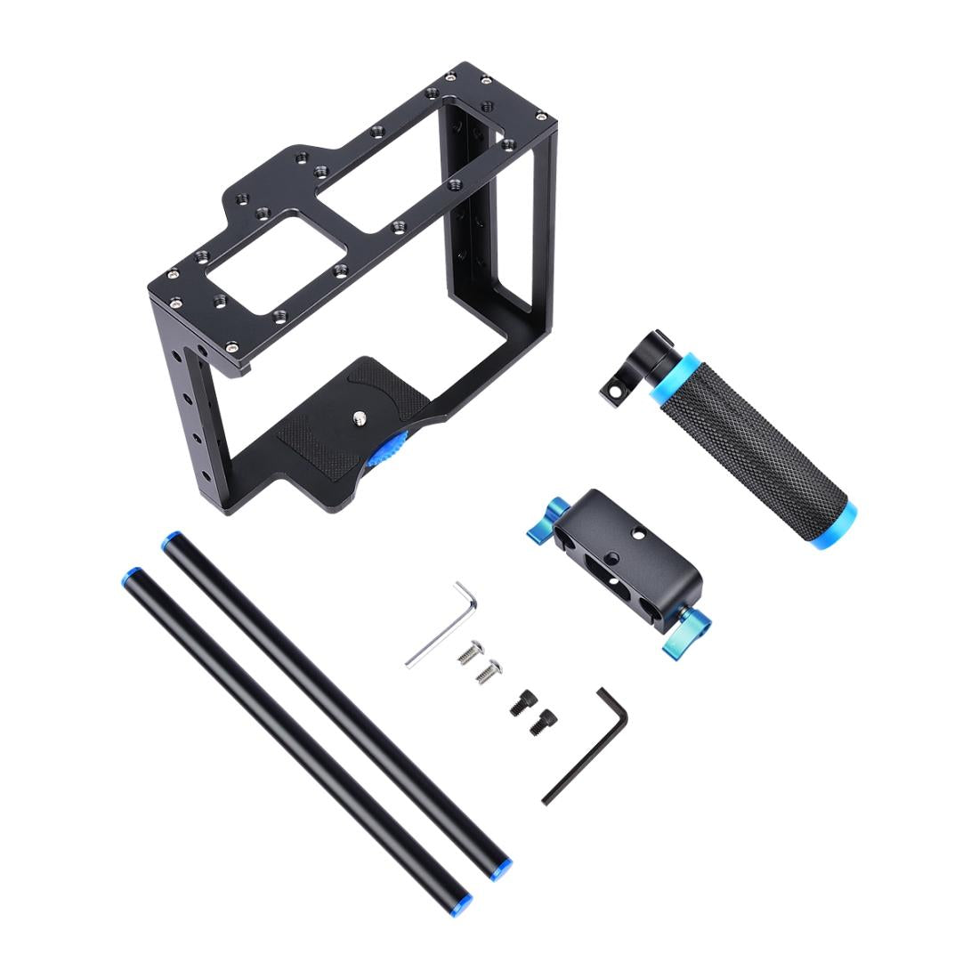 Protective Dslr Camera Cage With Stabilizer And Top Handle - Black-1915196736180195336