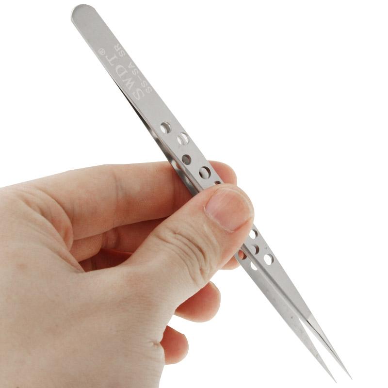 Premium Steel Straight Tweezers - Anti-Magnetic Anti-Acid High Hardness-1915197221230481412