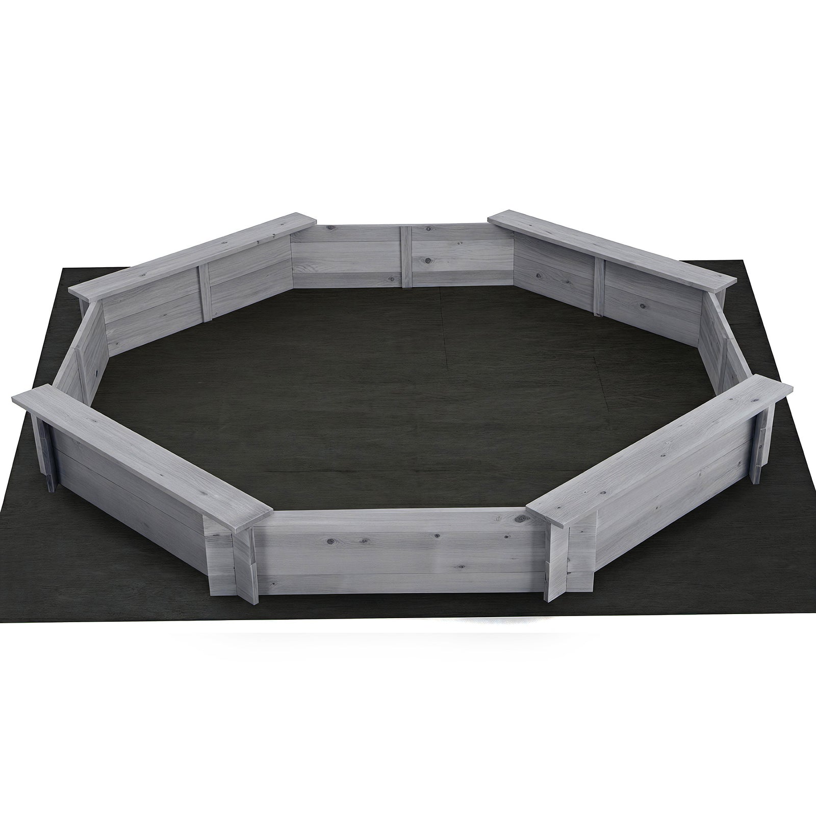 Keezi Kids Sandpit Wooden Round Sand Pit with Cover Bench Seat Beach Toys 182cm Grey