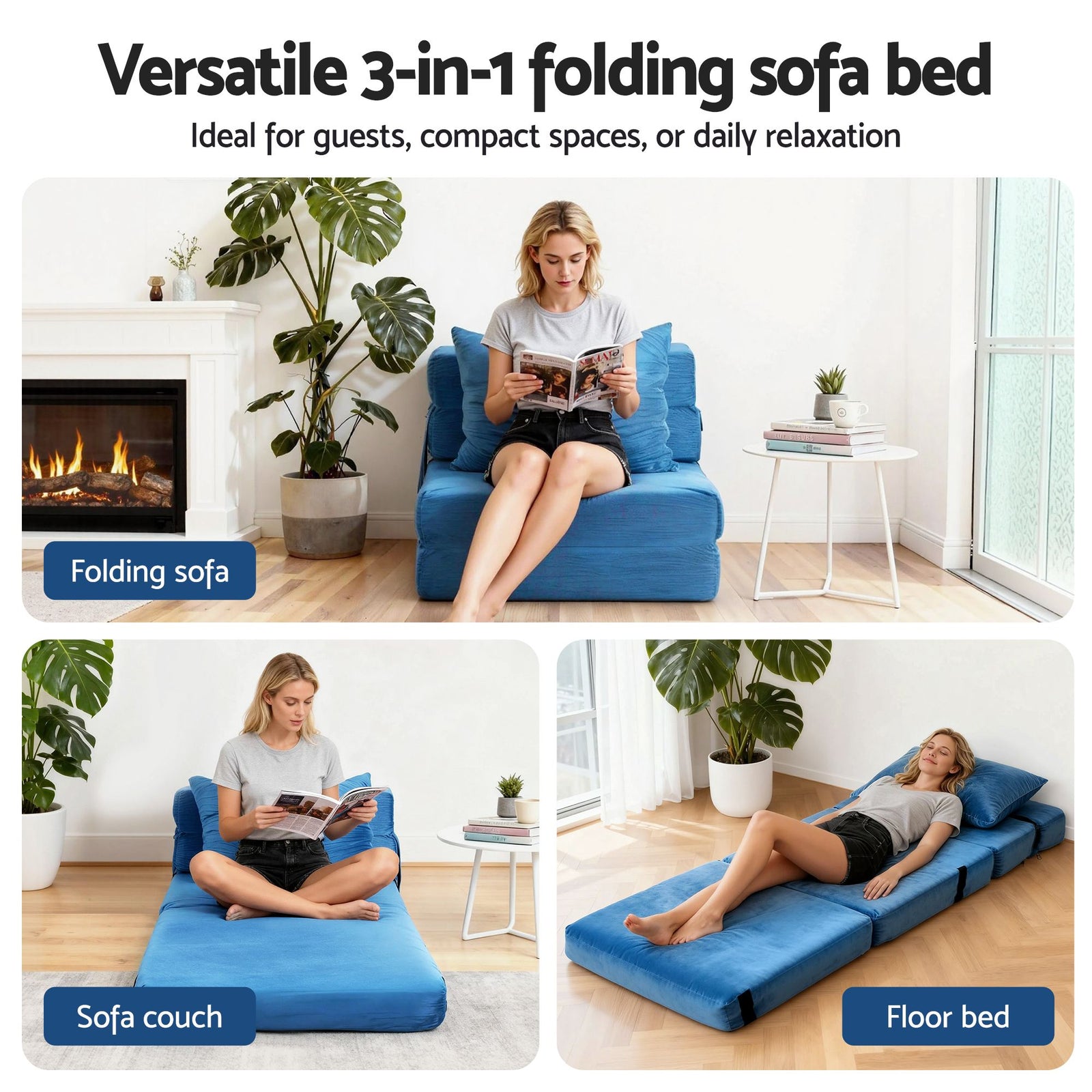 Artiss 4 Pack Folding Sofa Bed L-Shaped Modular Floor Sofas Foam Futons Couches