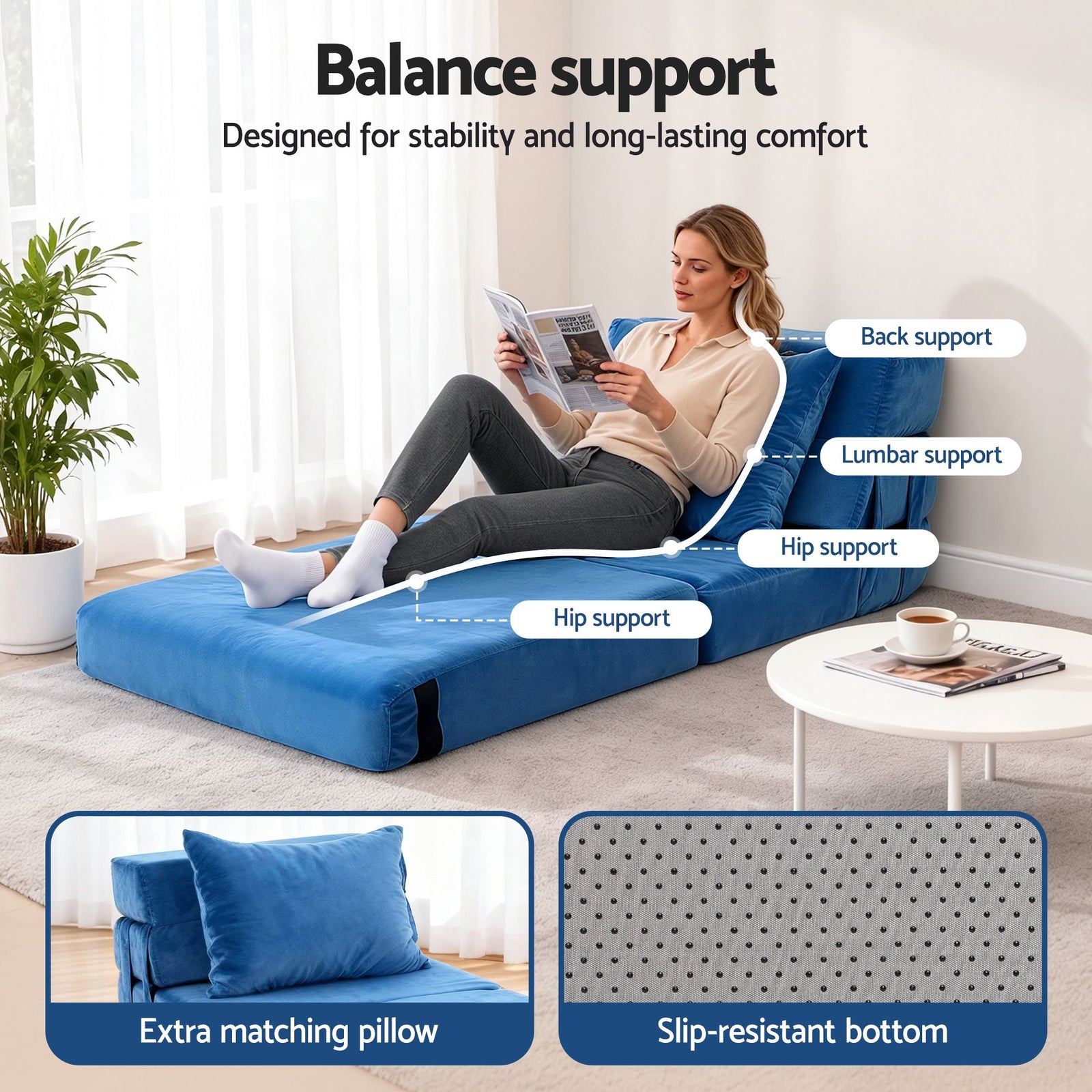 Artiss 4 Pack Folding Sofa Bed L-Shaped Modular Floor Sofas Foam Futons Couches