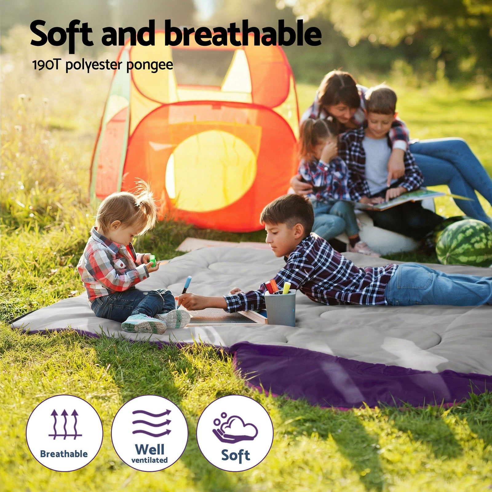 Weisshorn Sleeping Bag Set of 2 Kids Single 172cm Thermal Camping Hiking