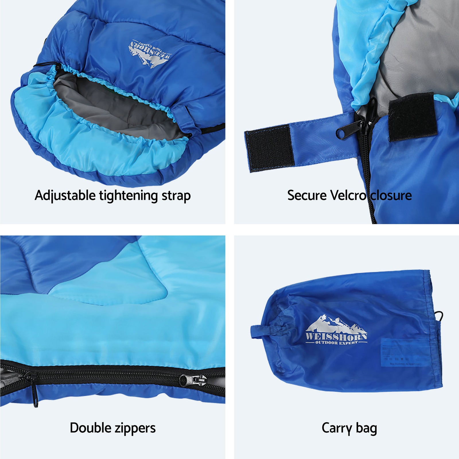 Weisshorn Sleeping Bag Set of 2 Kids Single 172cm Thermal Camping Hiking