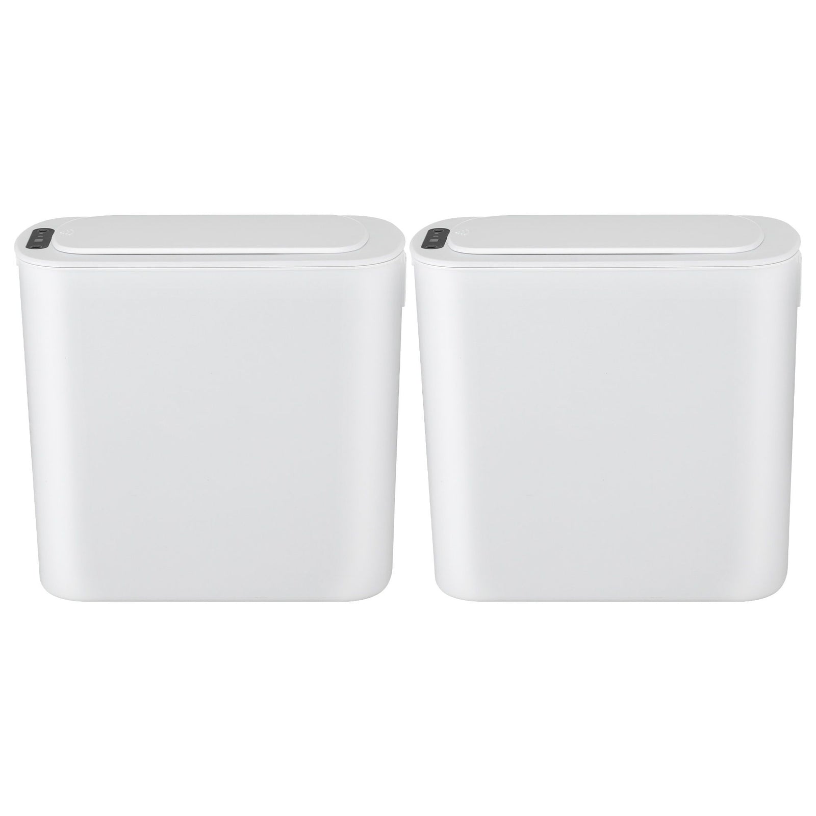 Devanti Automatic Trash Bin 2PCS with Lid 11L Motion Sensor Kitchen Bin Touchless Garbage Can Modern White Plastic Slim Rubbish Bin with Liner Holder for Kitchen, Home, Office