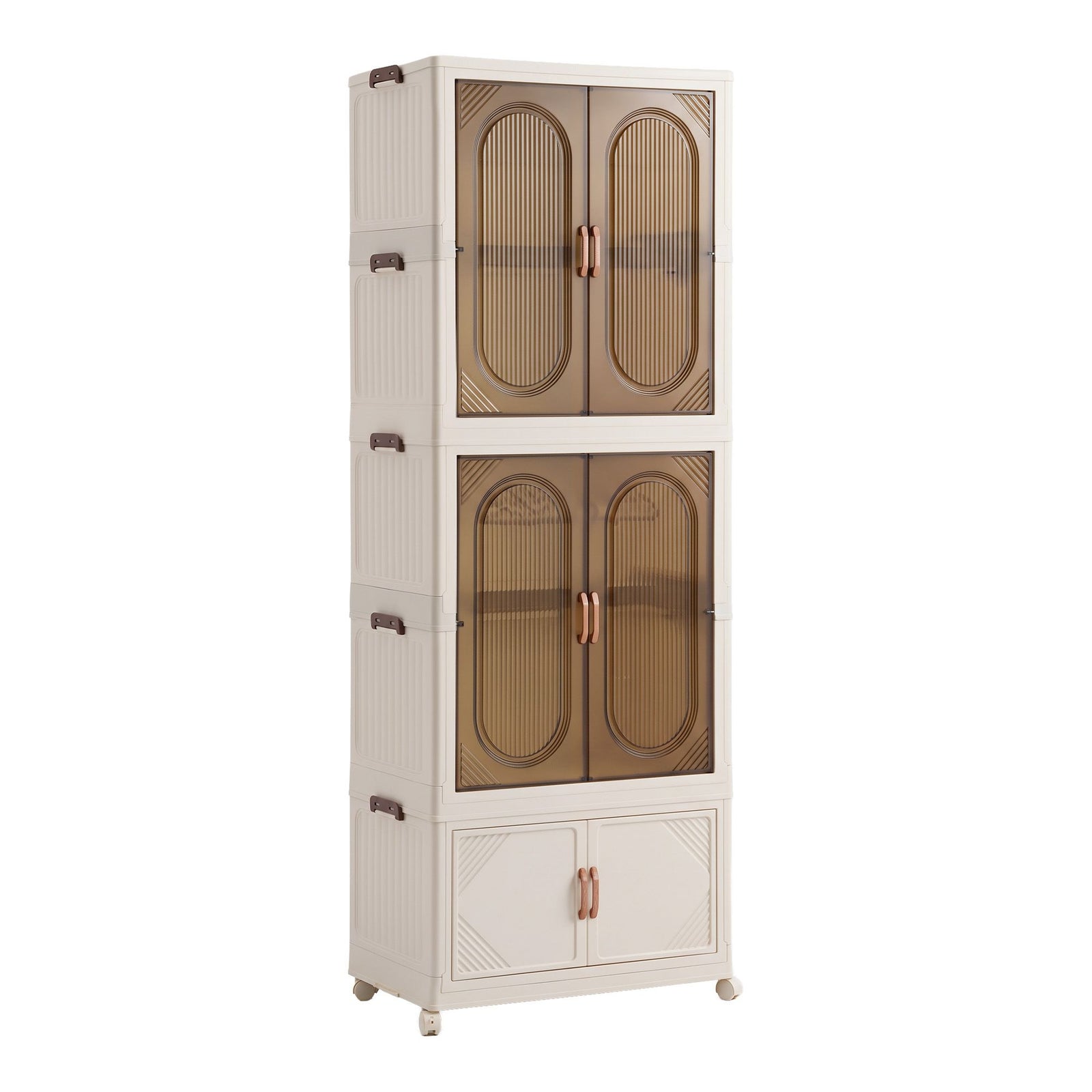 Artiss Foldable Storage Cabinet Stackable Wardrobe Box Clear Magnetic Door White