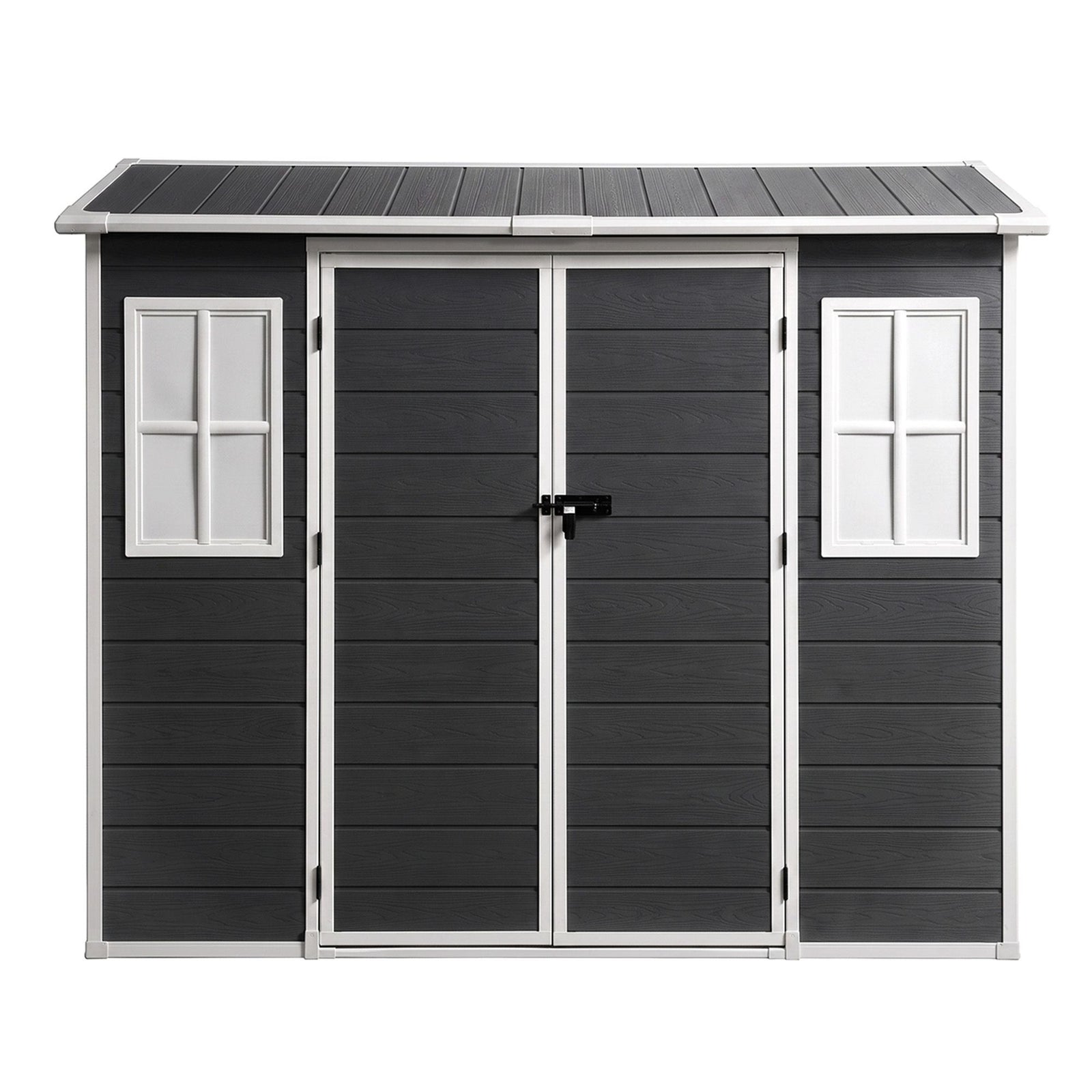 Giantz Garden Shed Resin Outdoor Storage Box 2.44x1.31M Tool Shed Backyard Black