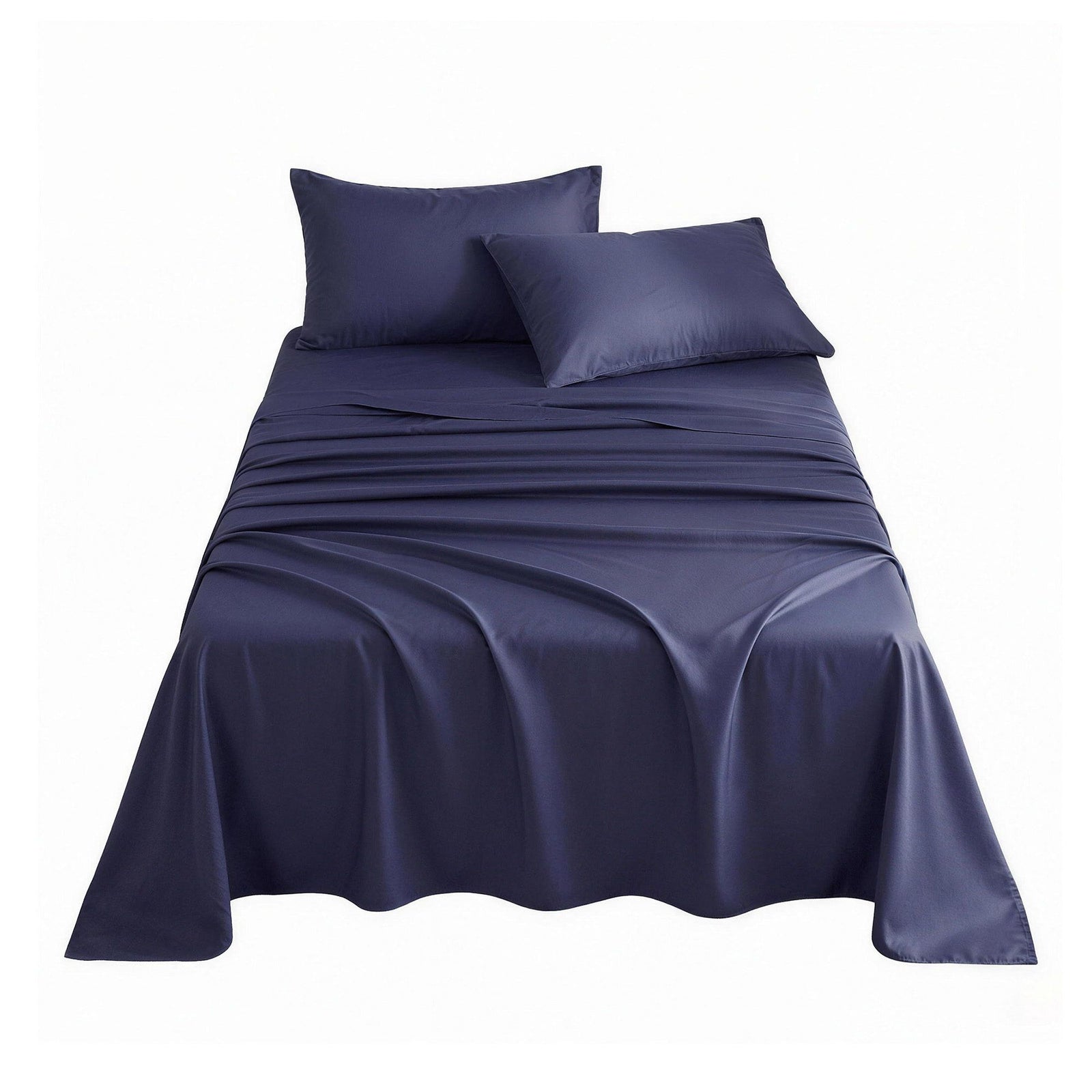 Giselle Kingsingle 500TC Cotton 4Pcs Sheet Set with 40cm Extra Deep Pocket for Thick Mattresses Sateen Weave for Sweaty Nights Navy Blue
