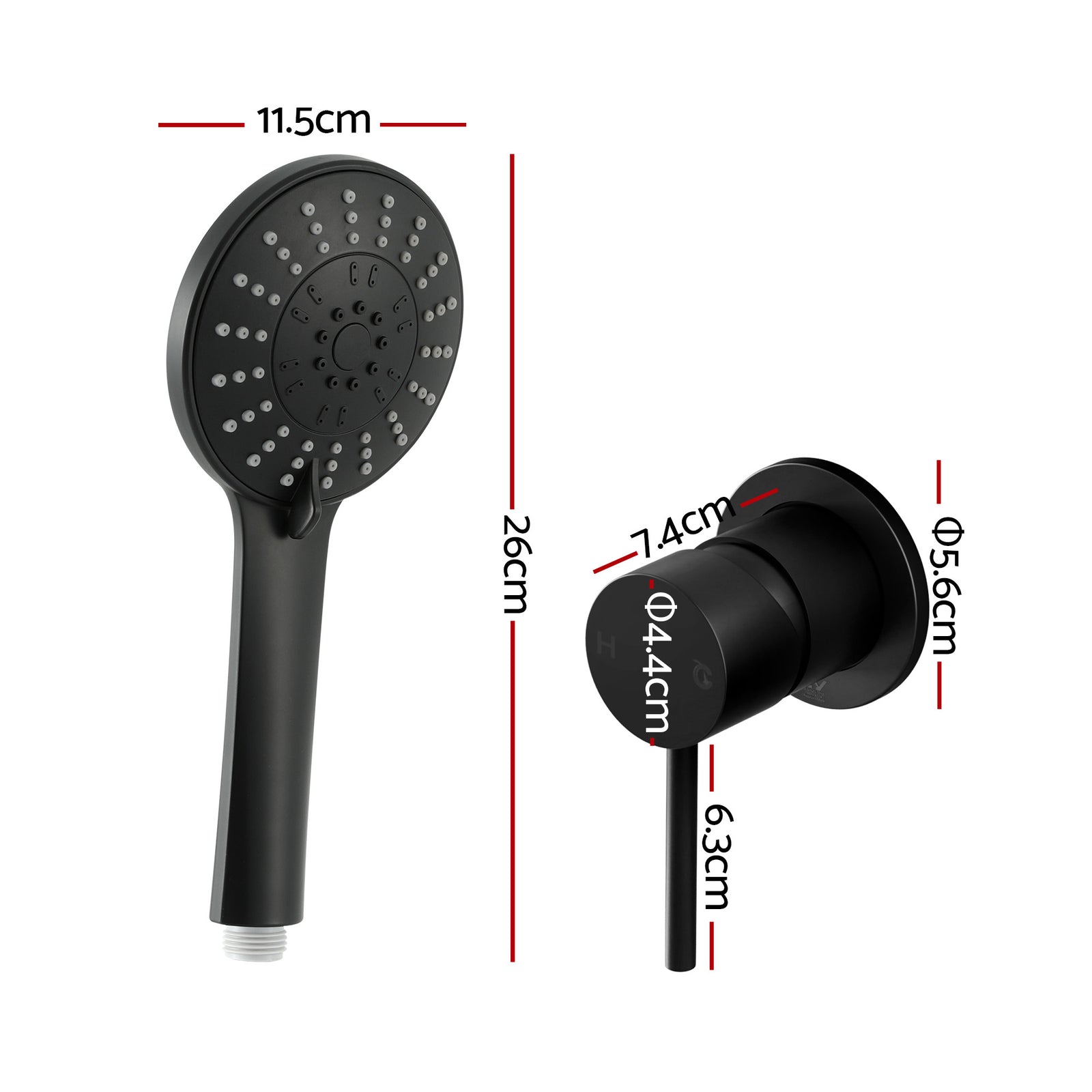 Cefito 4.5" Handheld Shower Head Round with Wall Bathroom Mixer