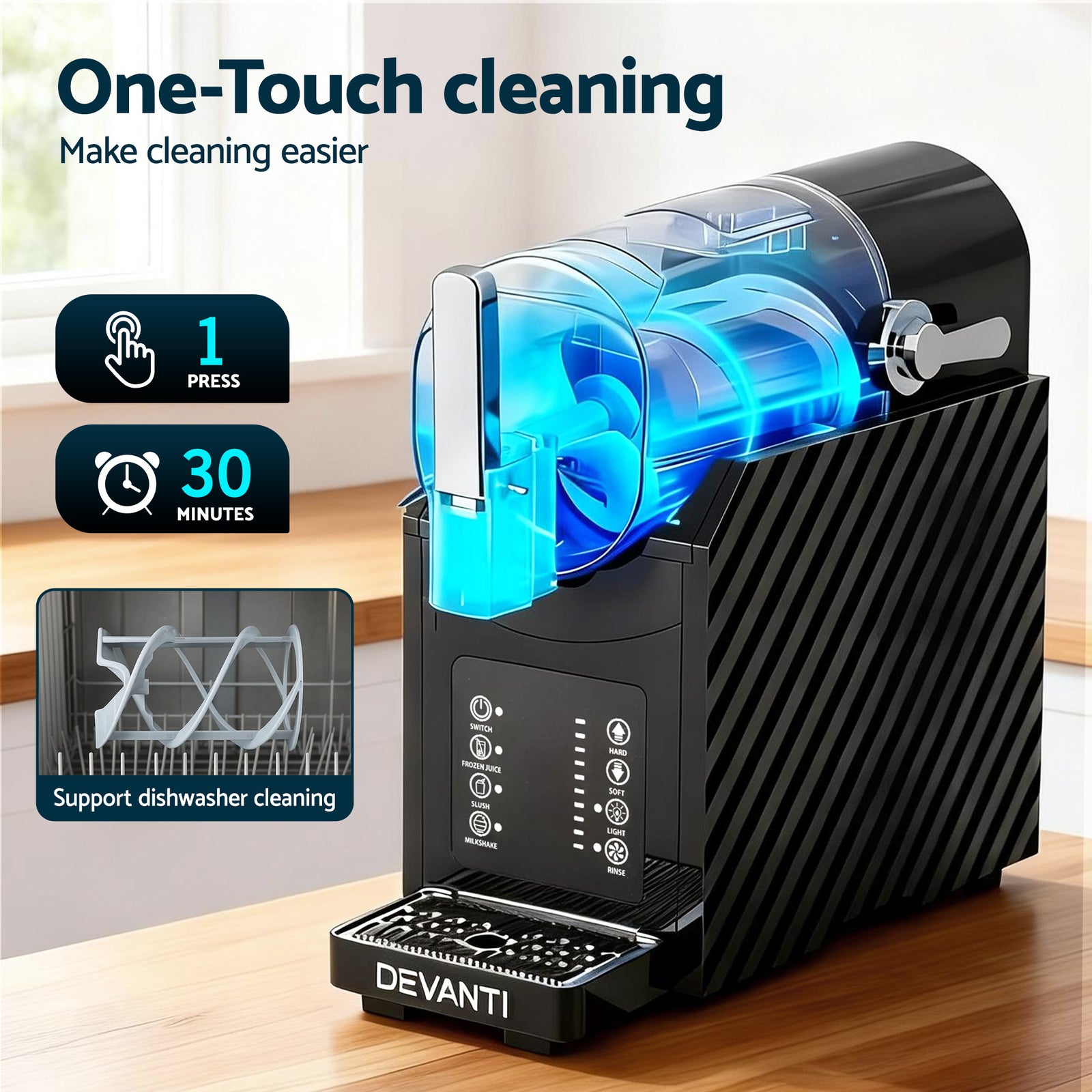 Devanti 1.8L Slushie Machine Maker Frozen Smoothies Milkshakes Black