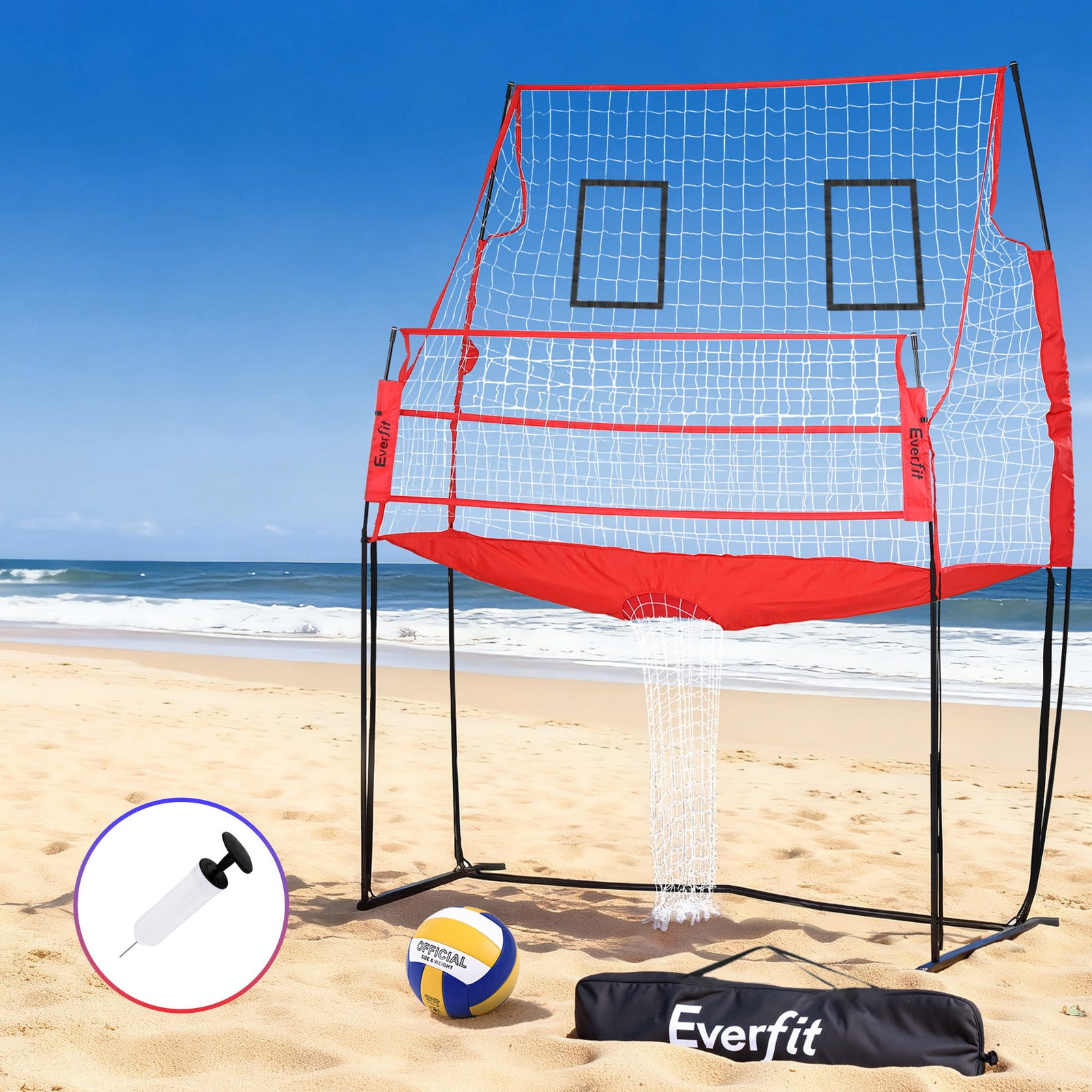 Everfit 8ft Volleyball Net Training Equipment Adjustable Height Portable with Ball and Bag