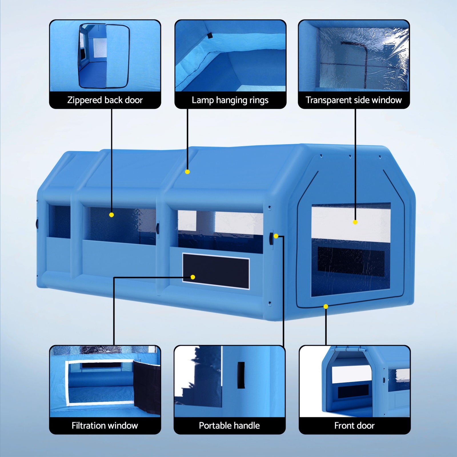 GIANTZ Inflatable Spray Booth Car Paint Tent 8.5x4.8m 2 Blowers Filter Mobile Garage Workstation