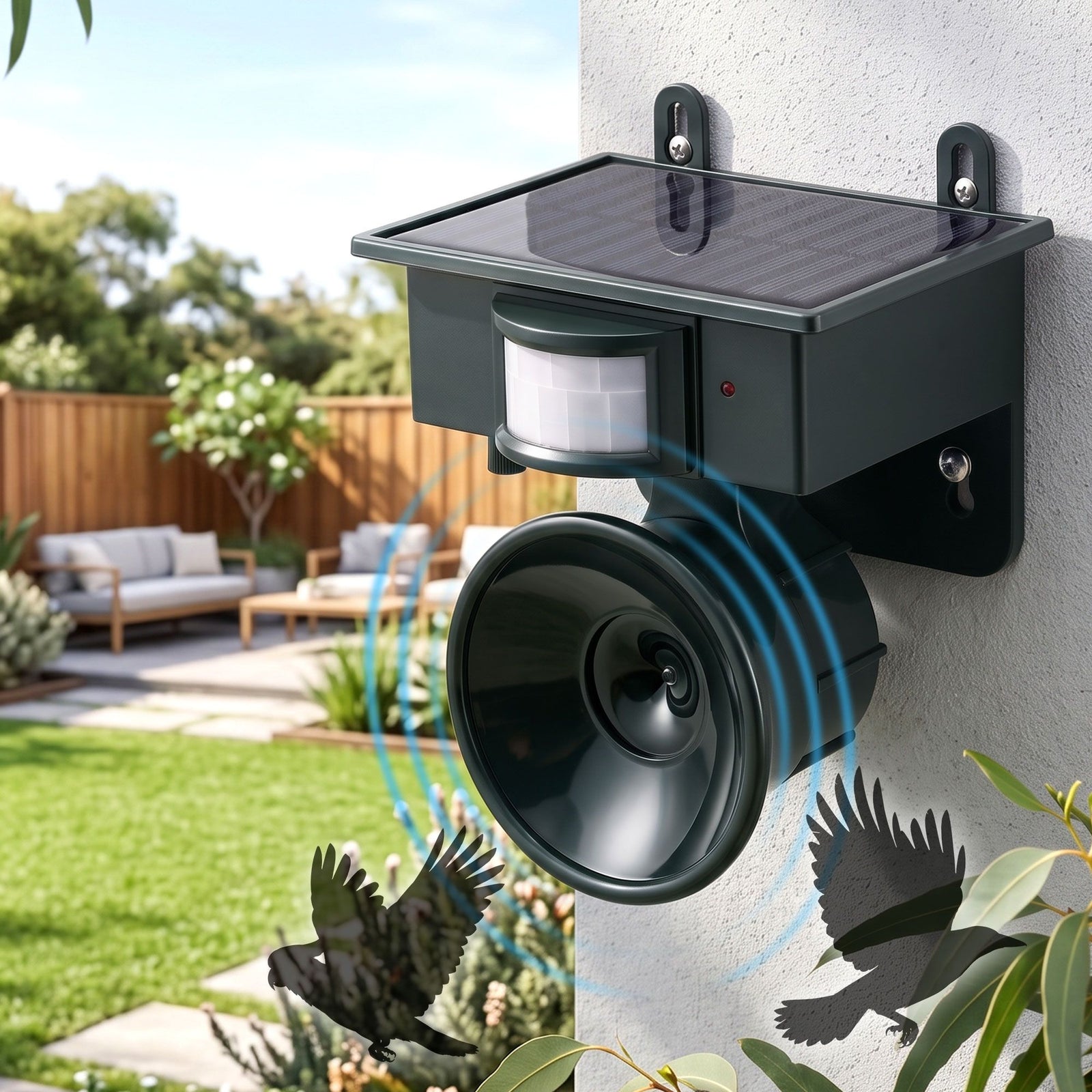 Gardeon Solar Ultrasonic Animal Deterrent PIR Motion Sensor Outdoor Garden Green