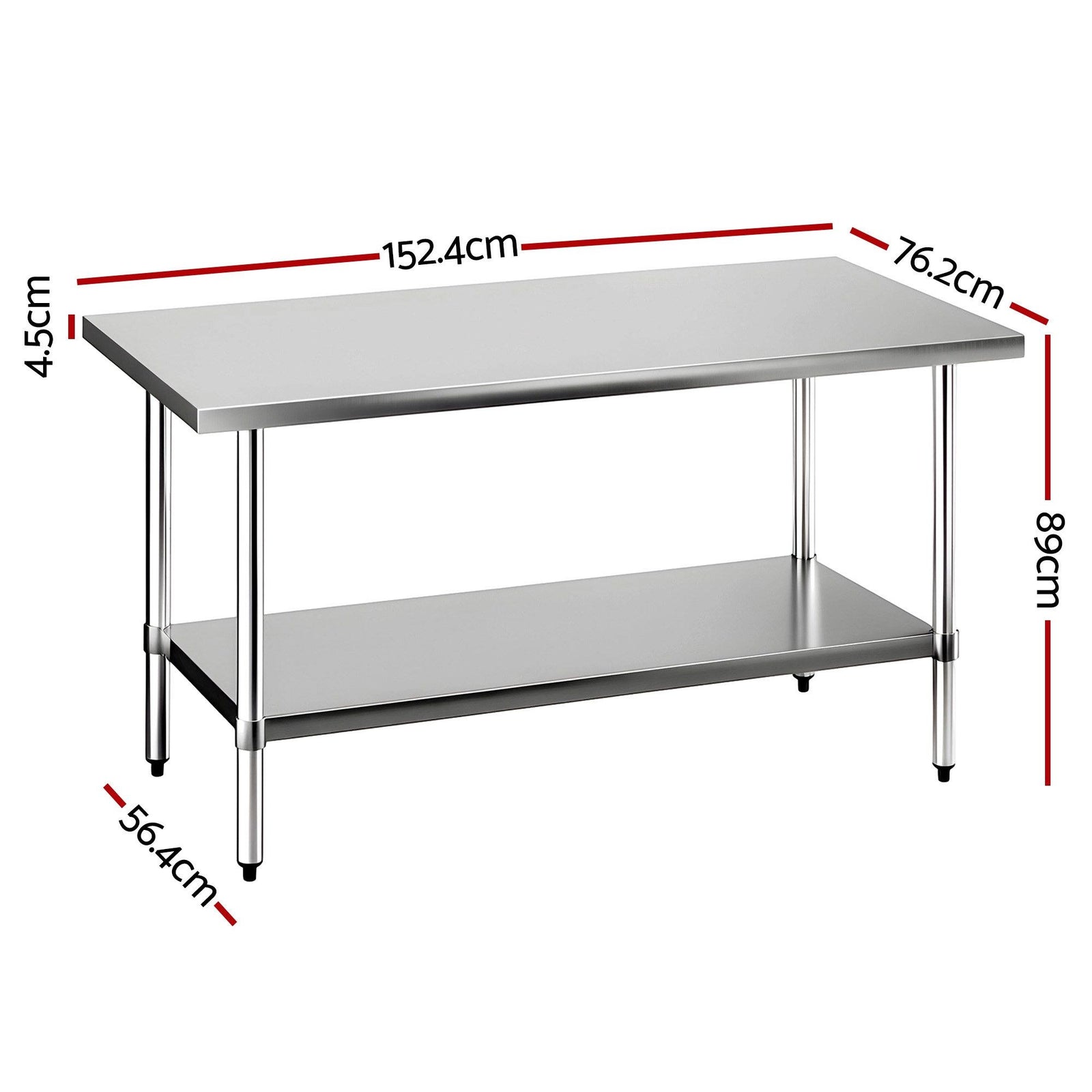 Cefito 1524x762mm Stainless Steel Kitchen Bench 430
