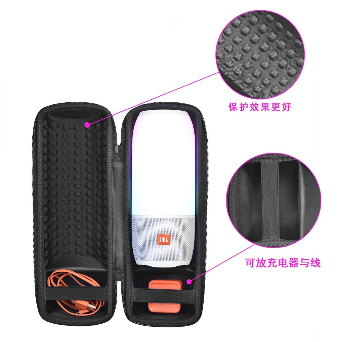 Travel Carry Case For Jbl Pulse / Charge Speakers - Black-1915197594439651332