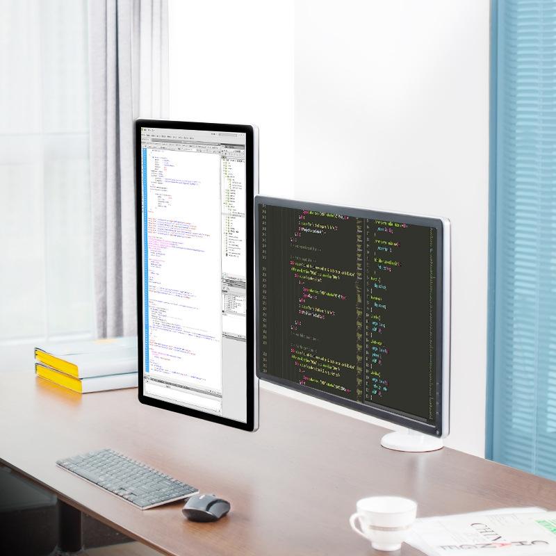 Double Arm Aluminum Desktop Monitor Mount Stand - Compact-1964932280434692099