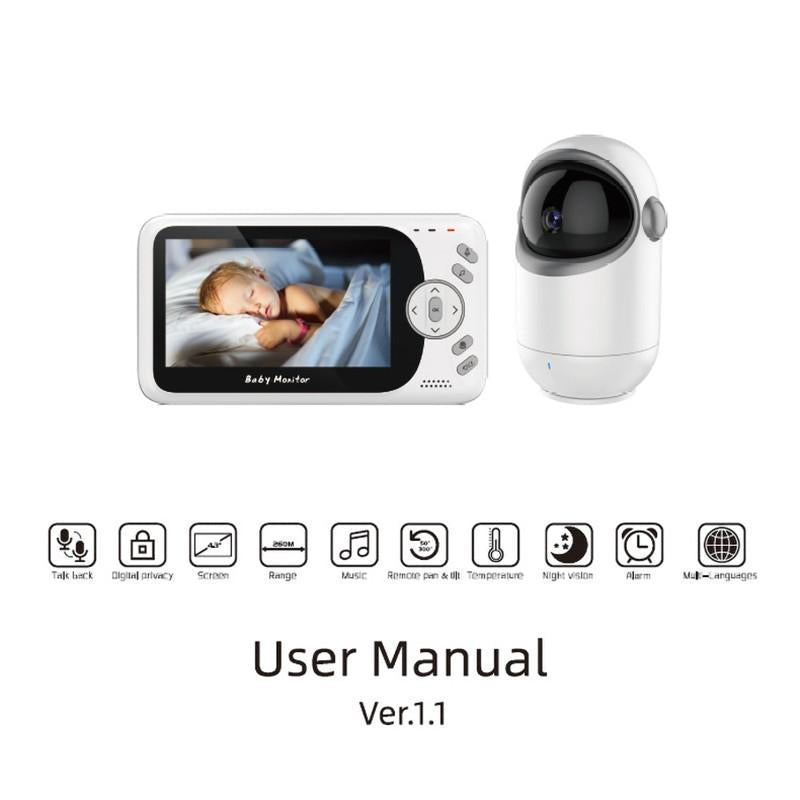 Wireless Baby Monitor With Night Vision And Temperature Detection - 4.3 Inch Screen-1964932148116983812