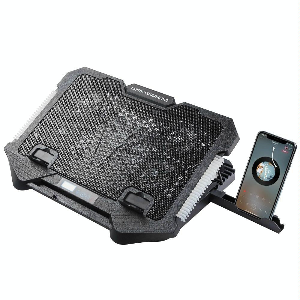 5-Fan Laptop Cooling Pad With Adjustable Stand And Phone Holder-1922443477405274117