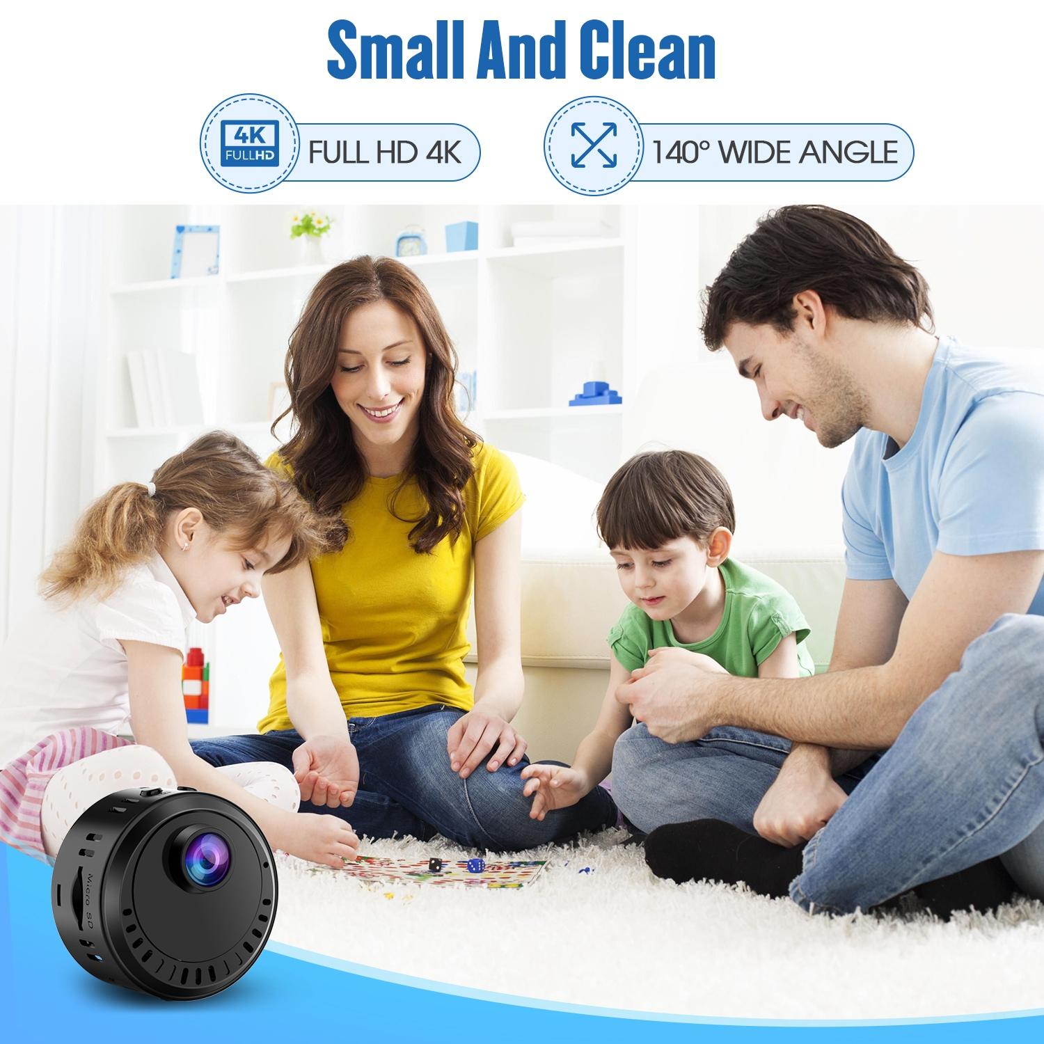 Mini Wifi Camera With 4K Hd Wide Angle Night Vision And Loop Recording 140 Degree-1915197527582445573