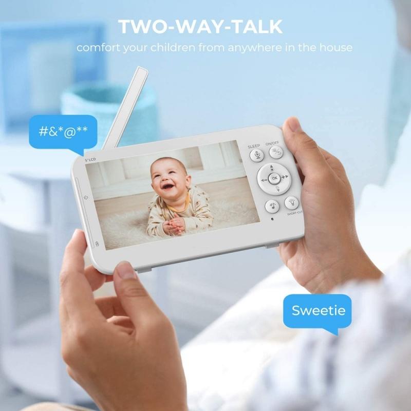 5-Inch Wireless Baby Monitor With Infrared Night Vision And Two-Way Intercom-1915196526024593412