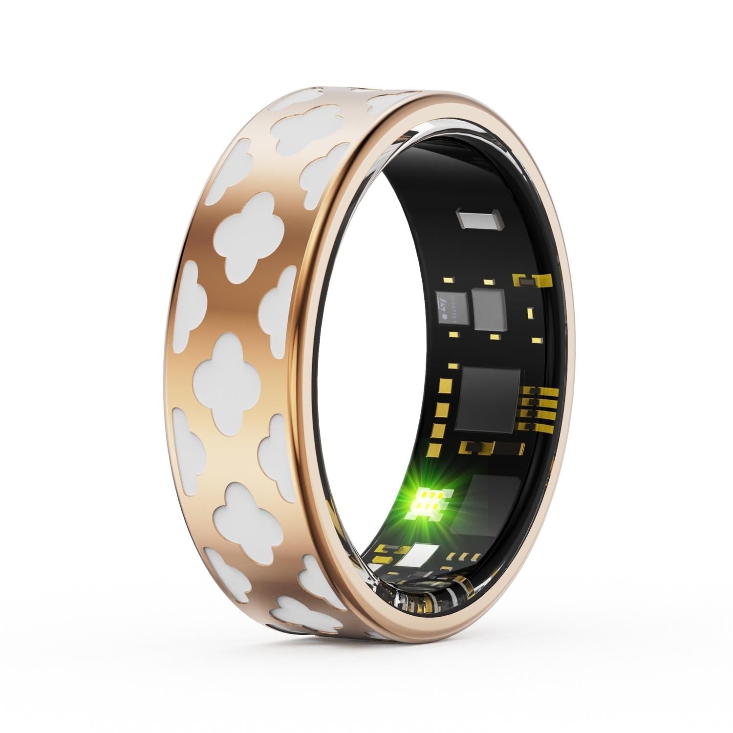 Smart Ring With Heart Rate Blood Oxygen Sleep Monitoring - Rose Gold Size 8-1964932202127036416