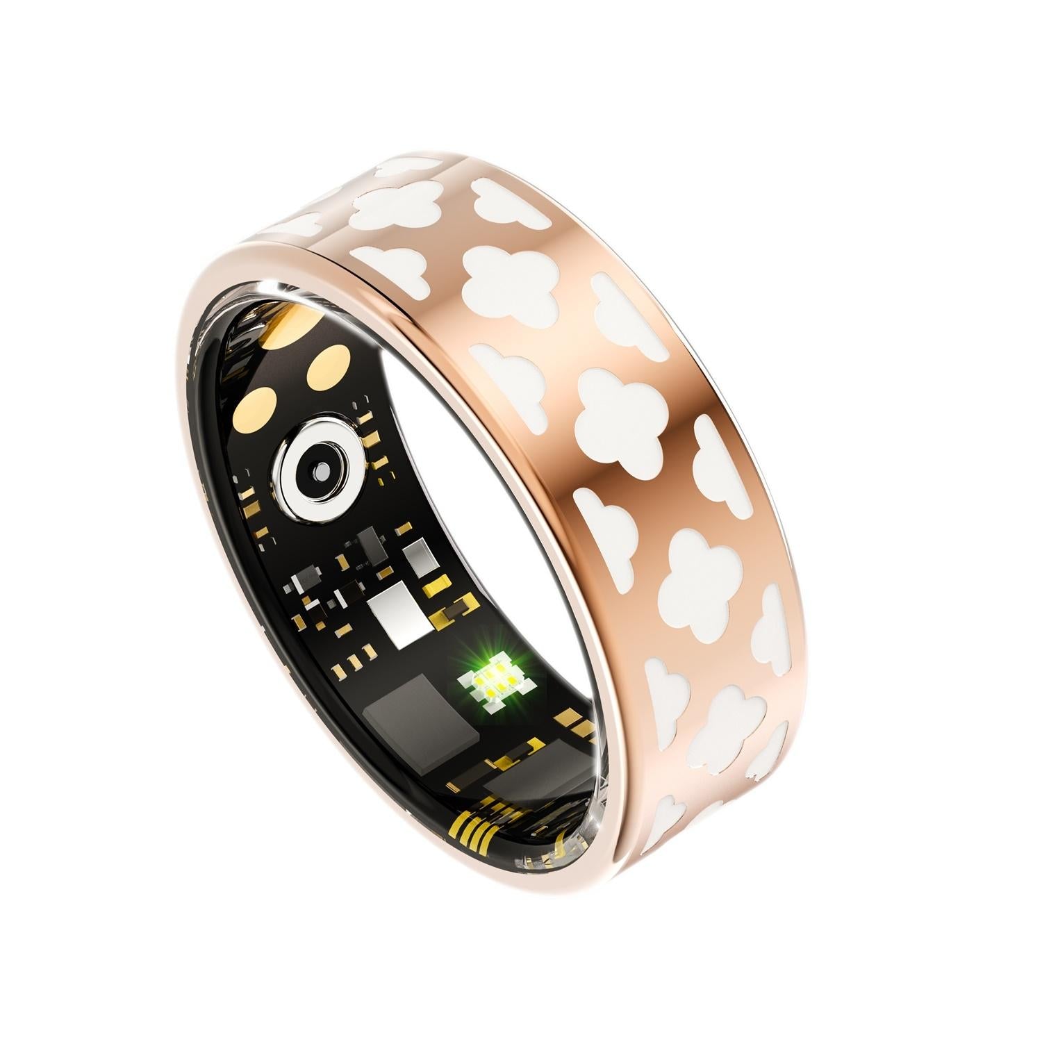 Smart Ring With Heart Rate Blood Oxygen Sleep Monitoring - Rose Gold Size 8-1964932202127036417