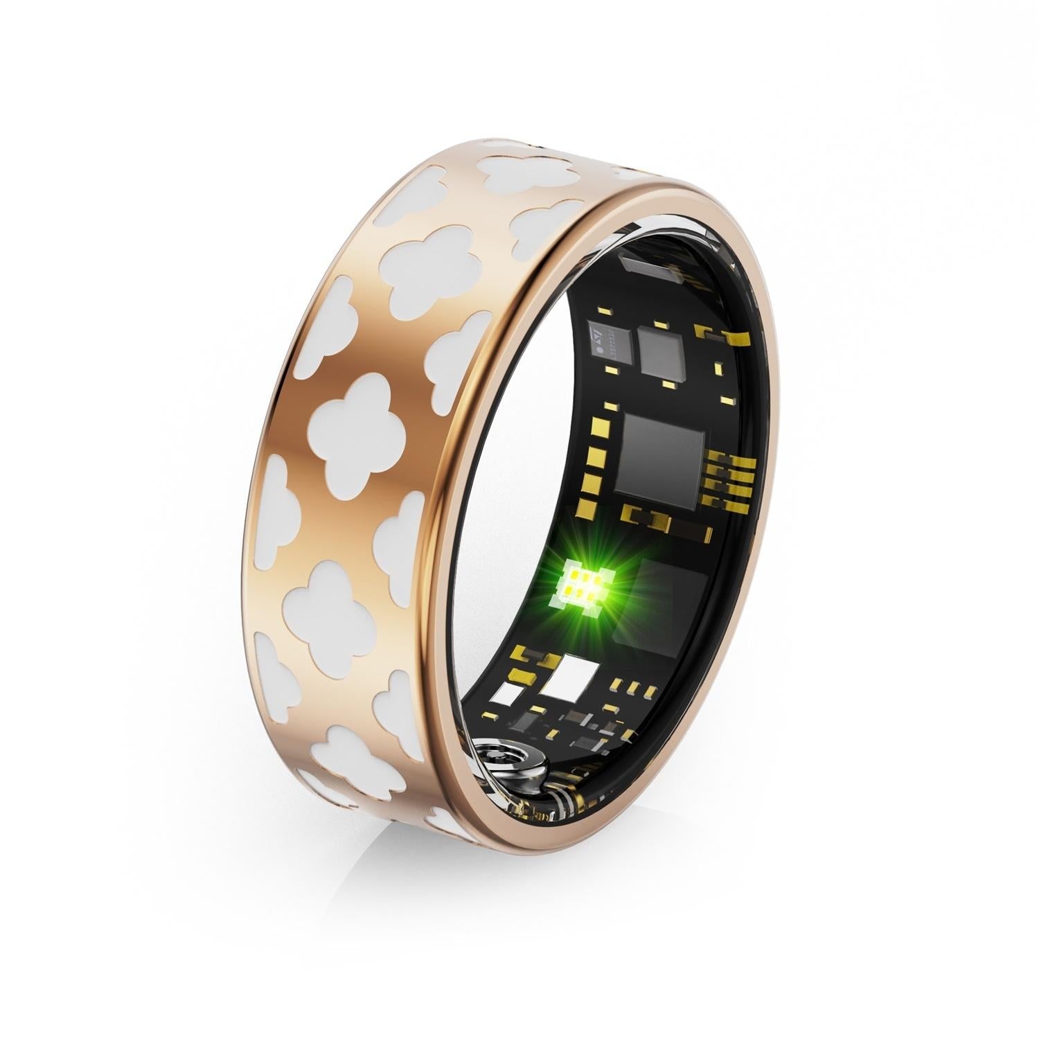 Smart Ring With Heart Rate Blood Oxygen Sleep Monitoring - Rose Gold Size 8-1964932202127036418