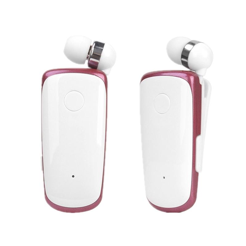 Wireless Bluetooth In-Ear Earphone With Vibrating Alert And Hands-Free Clip - Rose Red-1915197840481718272