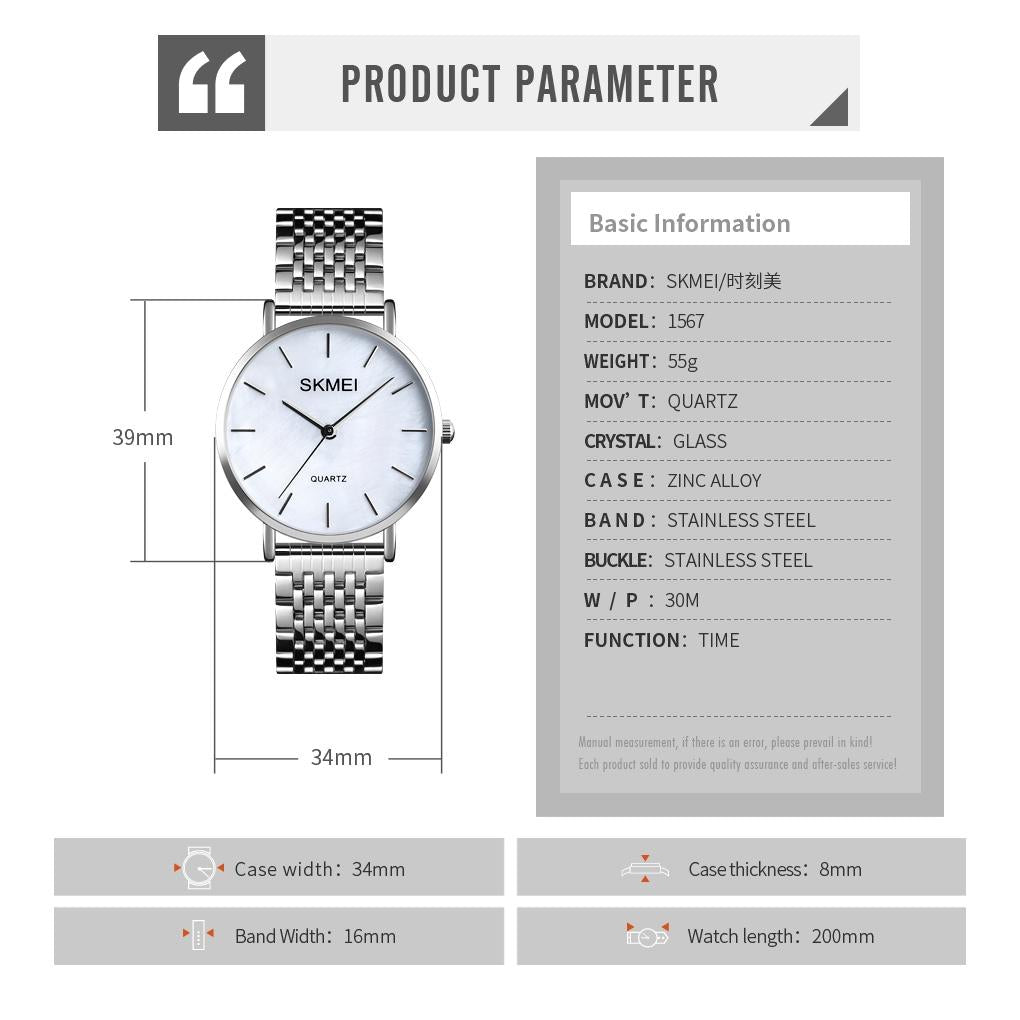 Light & Thin Waterproof Quartz Watch For Women With Steel Band - Simple & Stylish-1915196961179439106