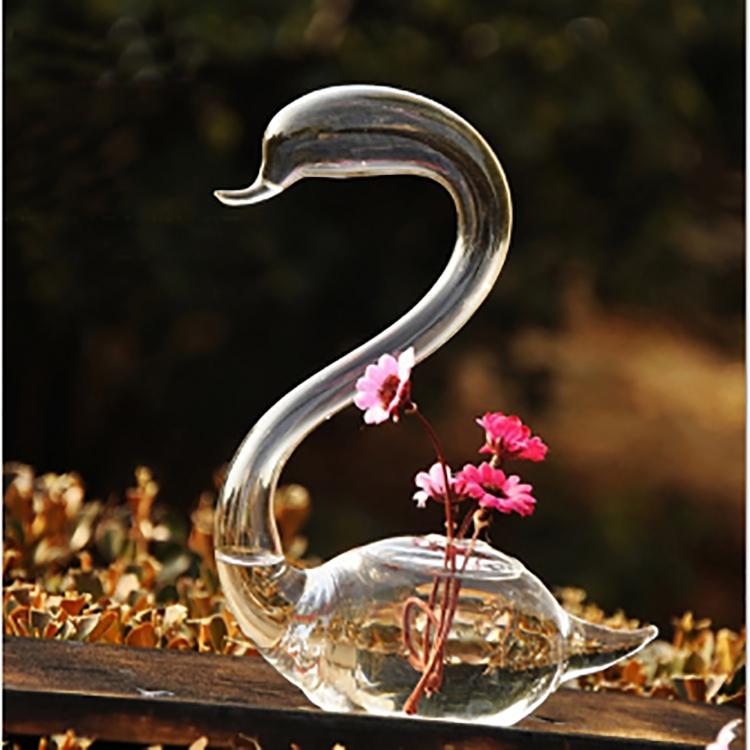 Swan Flower Vases - Home Decor Wedding Gifts Glass Crafts-1915198107033931782