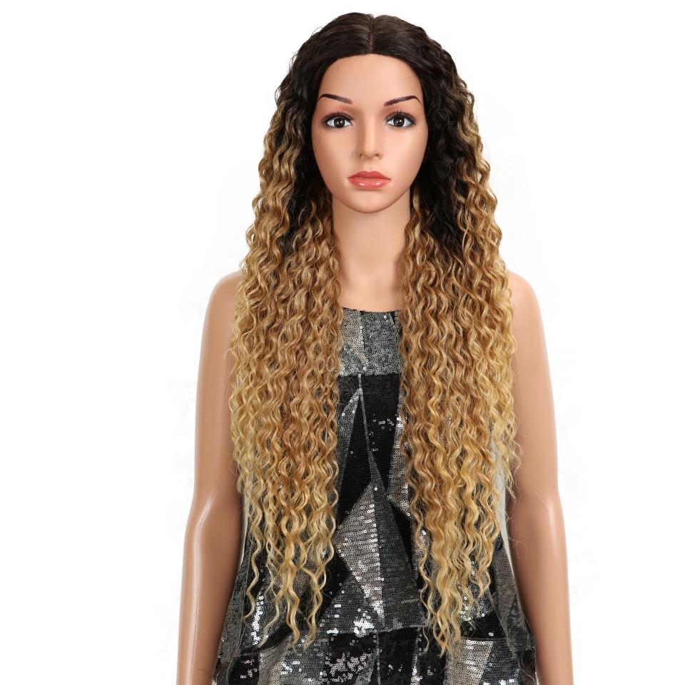 Long Curly Blonde Synthetic Lace Front Wig - Natural Look-1915196899271512065