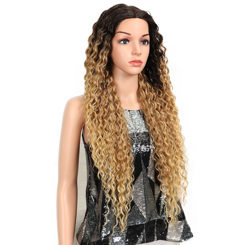 Long Curly Blonde Synthetic Lace Front Wig - Natural Look-1915196899271512070