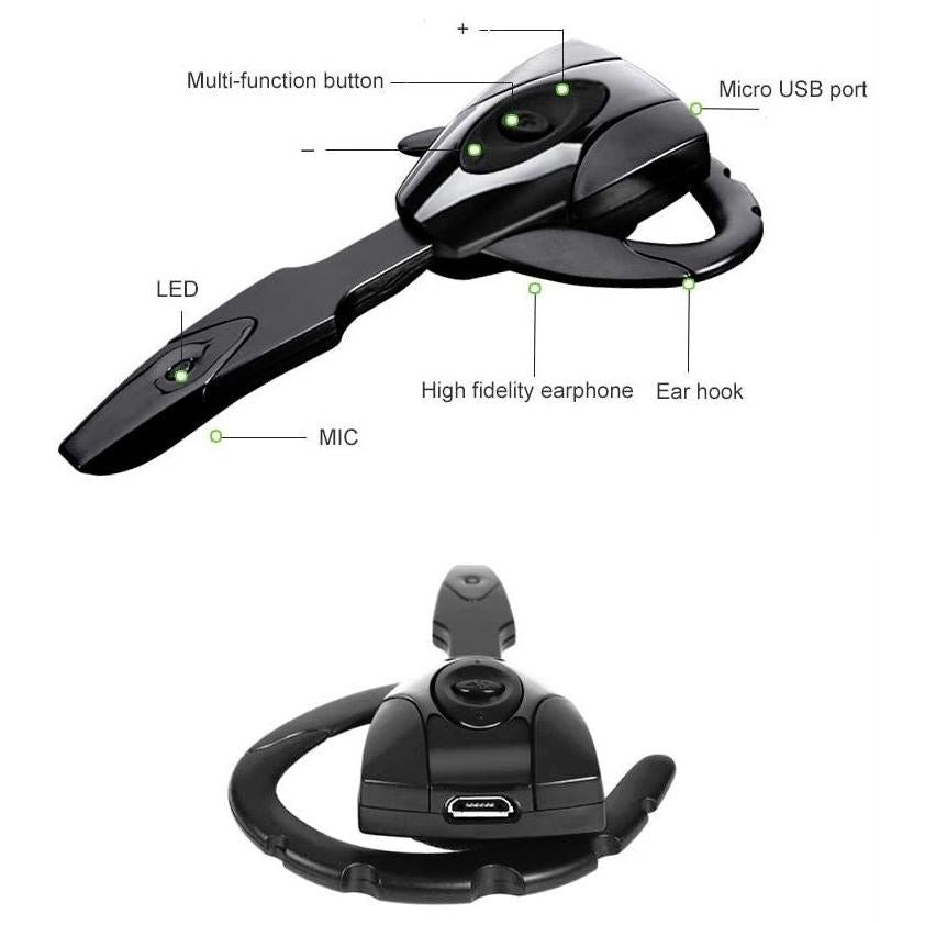 Business Bluetooth 5.0 Earphone With Hanging Ear Design - Black-1915196850407870468