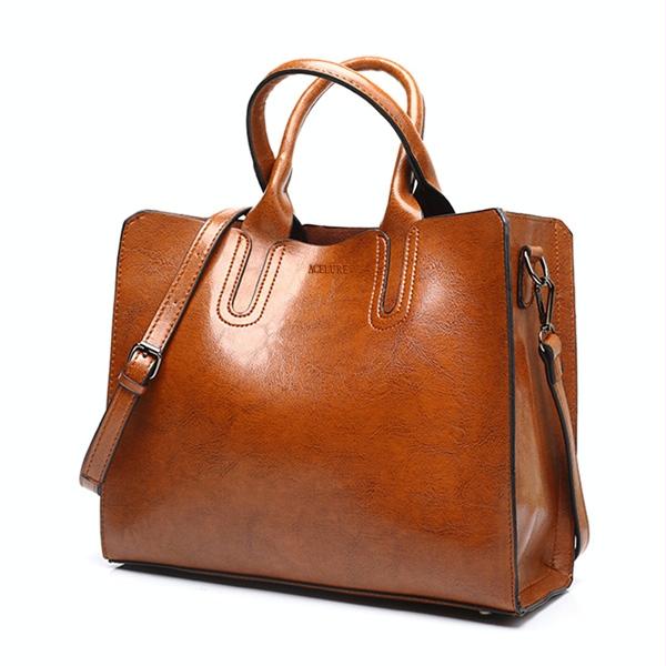 Large Leather Tote Bag For Women - Casual Shoulder Trunk Style-1915197823373152264