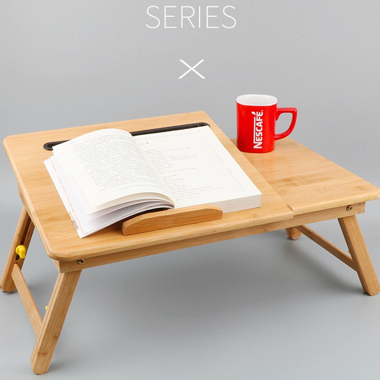 Foldable Laptop Desk For Bed - Lazy Computer Table With Card Slot-1964932339100422146