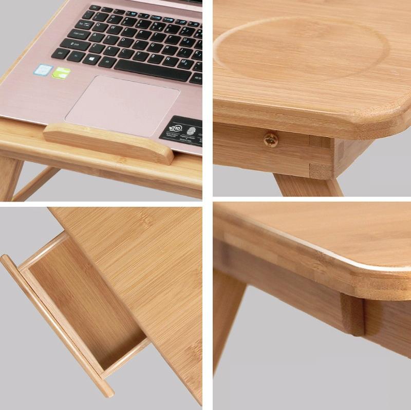 Foldable Laptop Desk For Bed - Lazy Computer Table With Card Slot-1964932339100422148