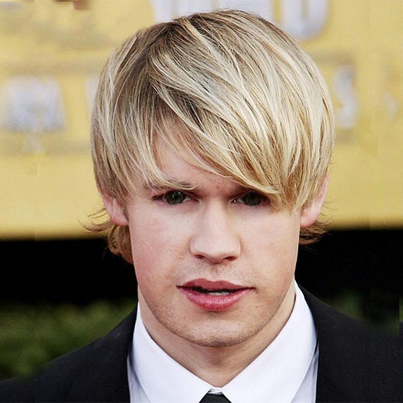 Men Short Light Blond Wig - Light Gold Chemical Fiber-1915196886051065861