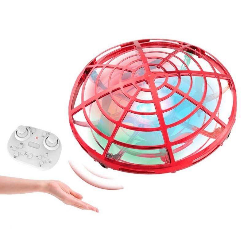 5 Induction Quadcopter Mini Drone With Colourful Lights - Red Remote-1915197835763126272