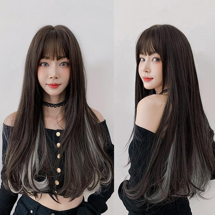 Long Curly Hair With Bangs - 65Cm Length-1915196854946107399