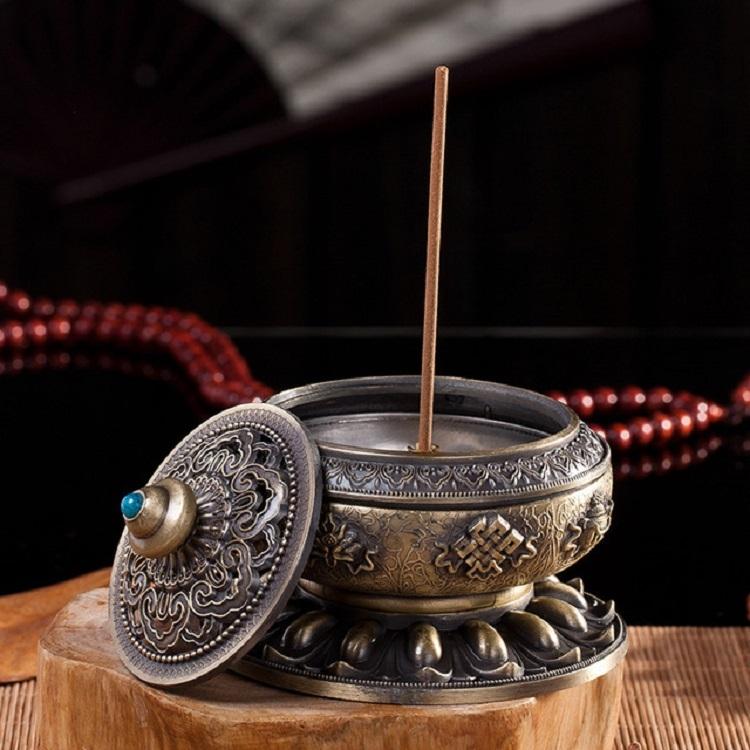 Large Pale Red Eight Treasure Incense Burner Decoration-1915196711815483395