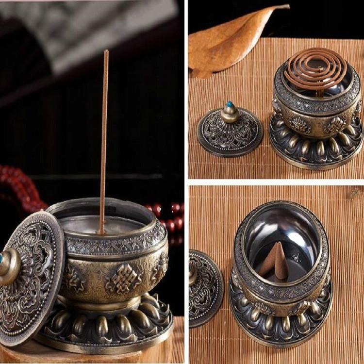 Large Pale Red Eight Treasure Incense Burner Decoration-1915196711815483396