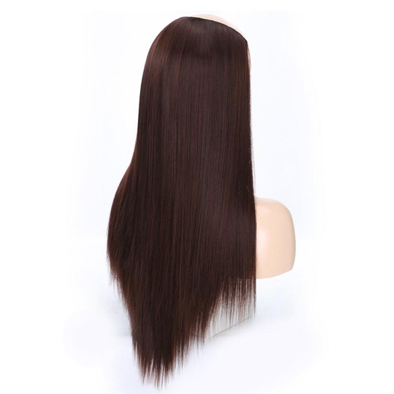U-Shaped Chestnut Half Wig - Long Straight-1915197279573250050