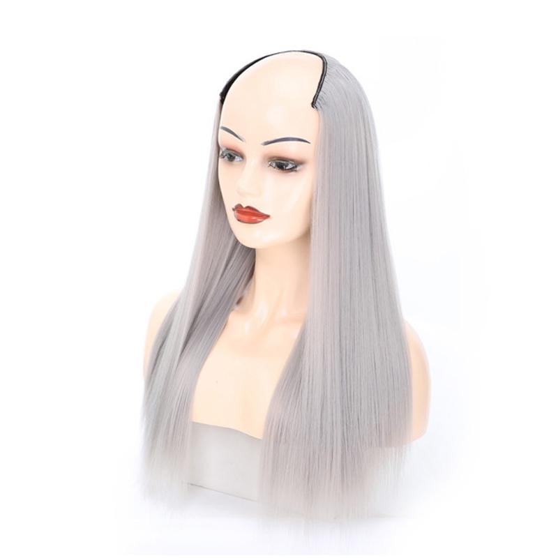 14 Long U-Shaped Half Wig For Straight Hair In Grandma Gray - Us 0906-1915197544430964737