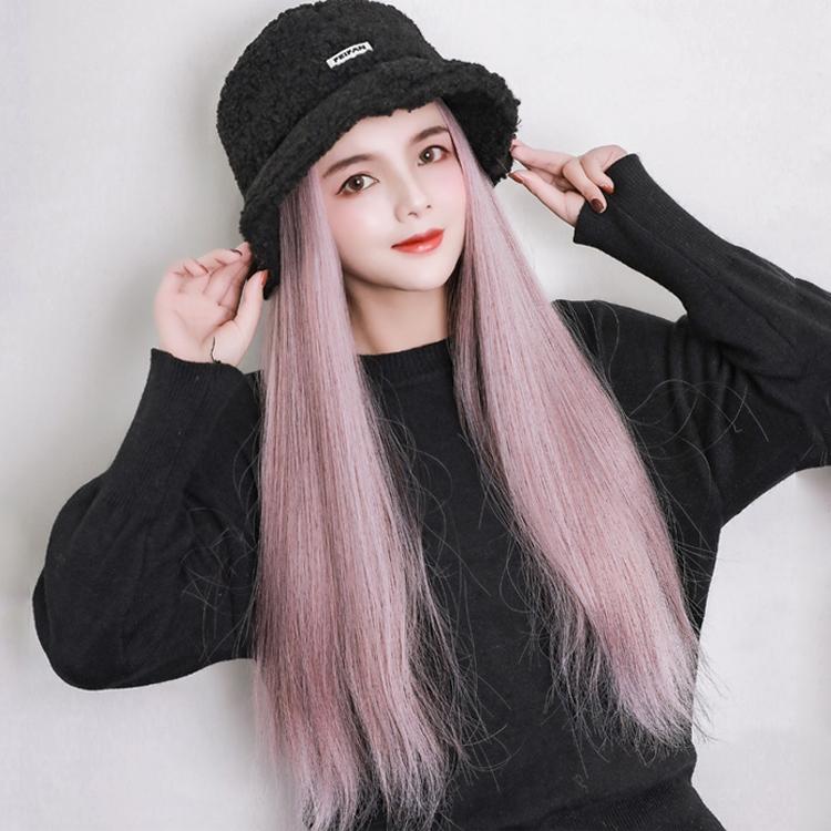 Detachable Hat Wig With Long Straight Hair For Autumn / Winter-1915196536799760388