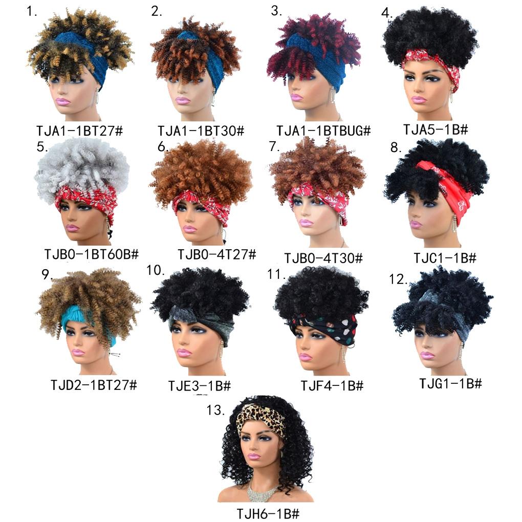 10 Gradient Small Curly Headscarf Wig In 1B Colour-1915198389650329601