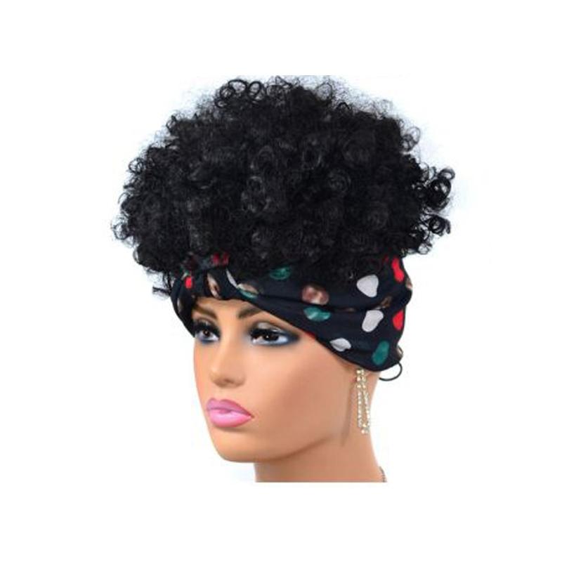 Gradient Small Curly Headscarf Wig In 11.Tjf4 1B Colour-1915198368800444424
