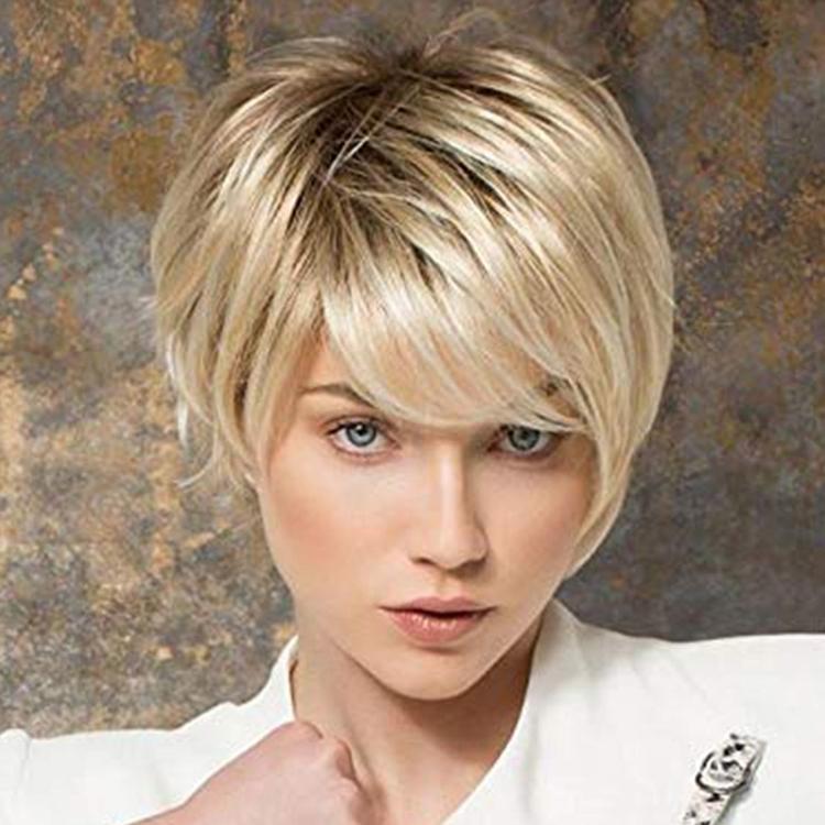 Women Short Hair Set - Gold-1915198004495781894