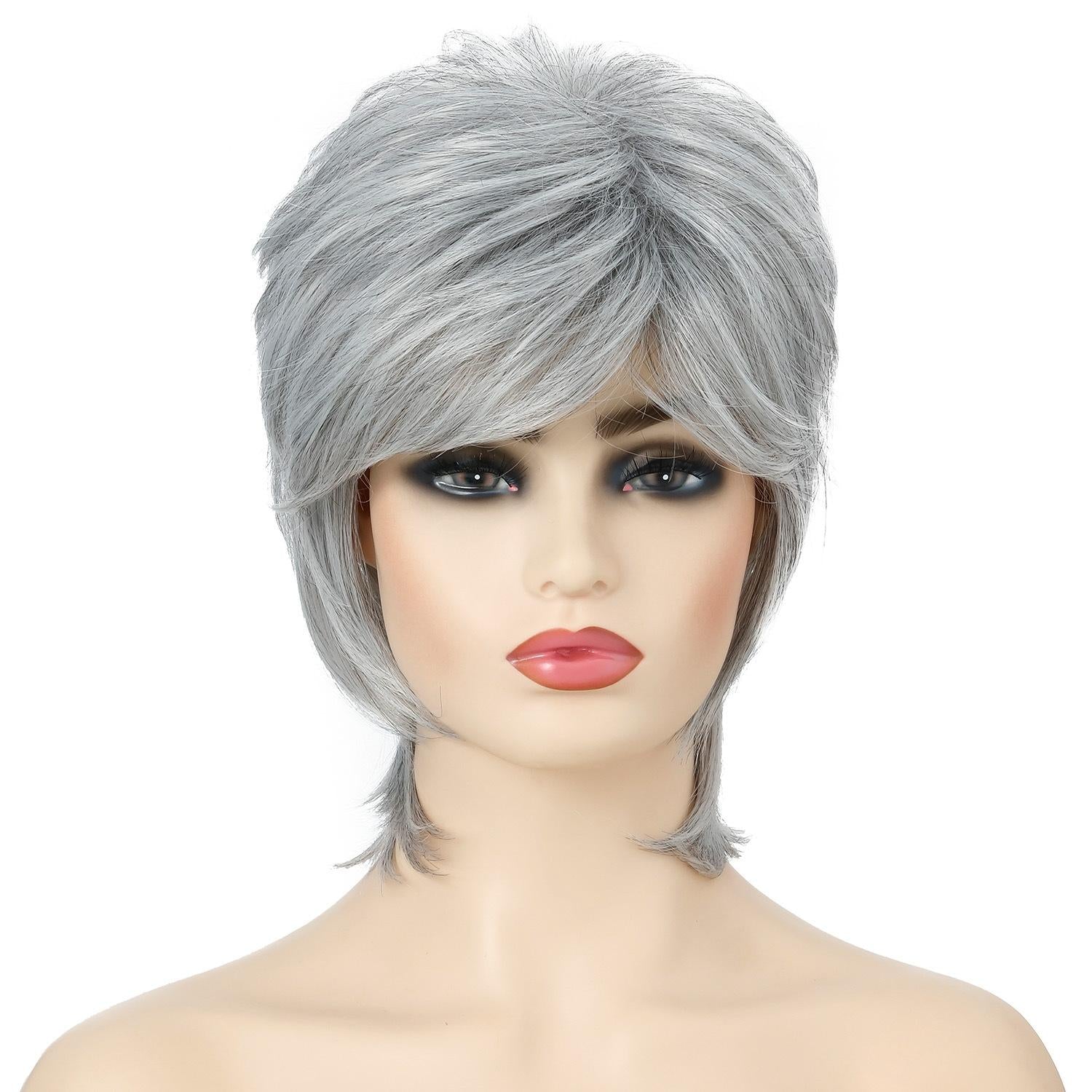Silver Short Hair Wigs Set - Fluffy And Stylish-1915196859035553792